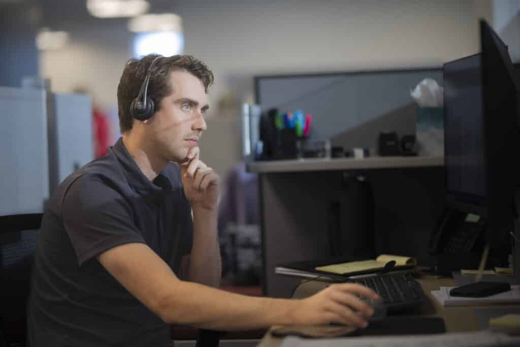 A project manager working on computer. A project manager working on computer.